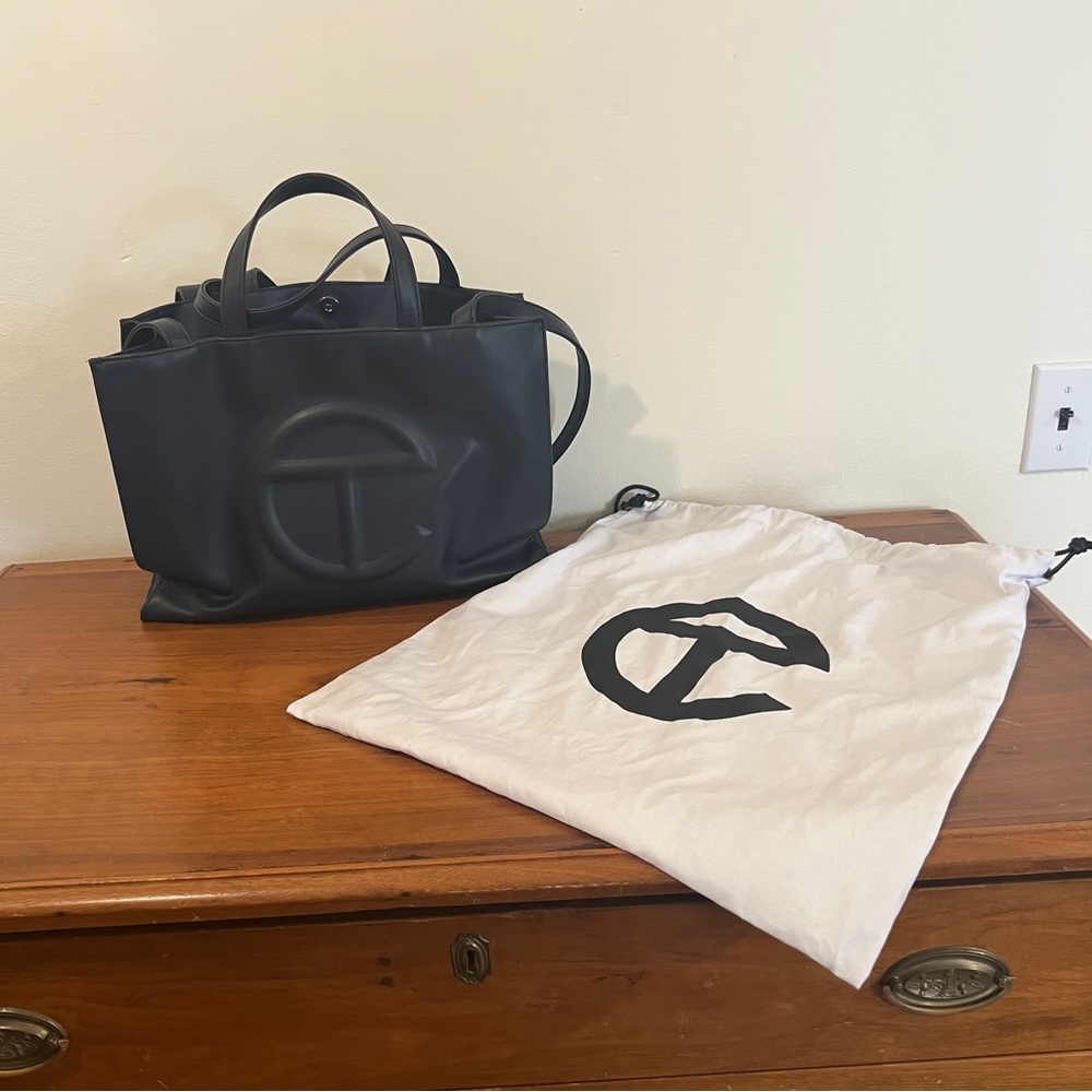 Telfar Medium Shopping Bag in Navy with Dust Bag